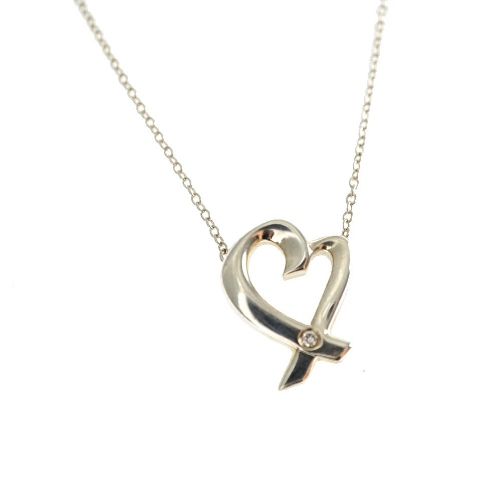 Tiffany Co Elsa Peretti Open Heart Necklace Diamond Sterling Silver